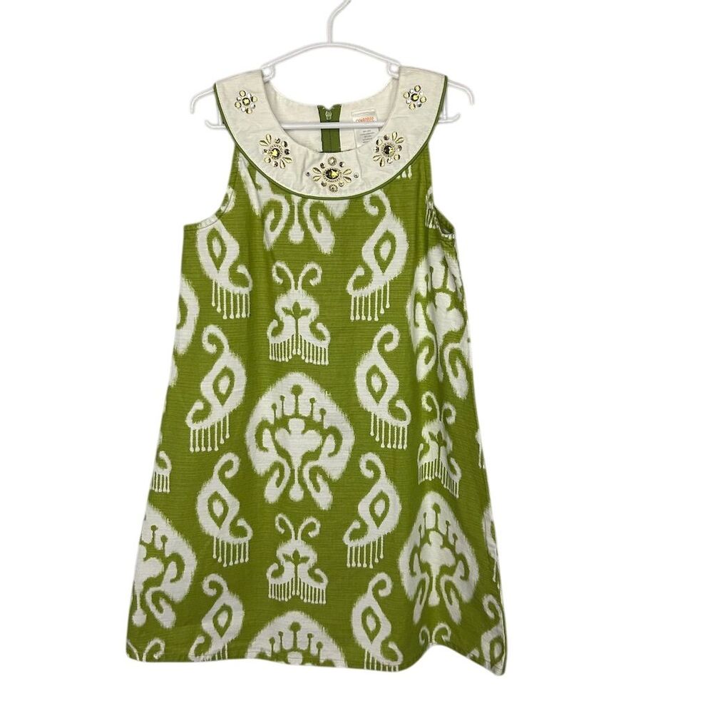 Gymboree Girls Size 8 Green Sleeveless Shift Dress with Rhinestones
